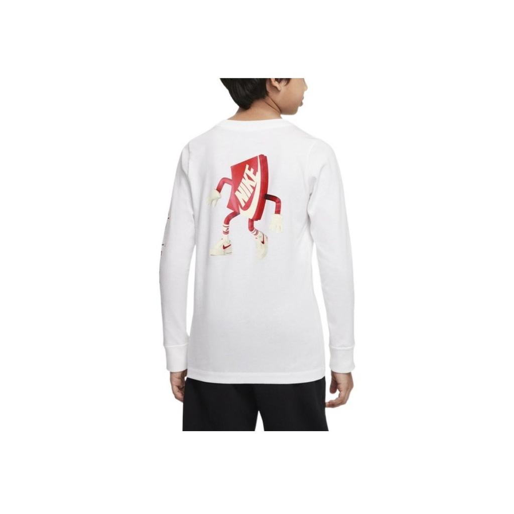 Nike Kids Pure Cotton Casual Breathable Long Sleeve T-Shirt Kids Tops White DO1838-100
