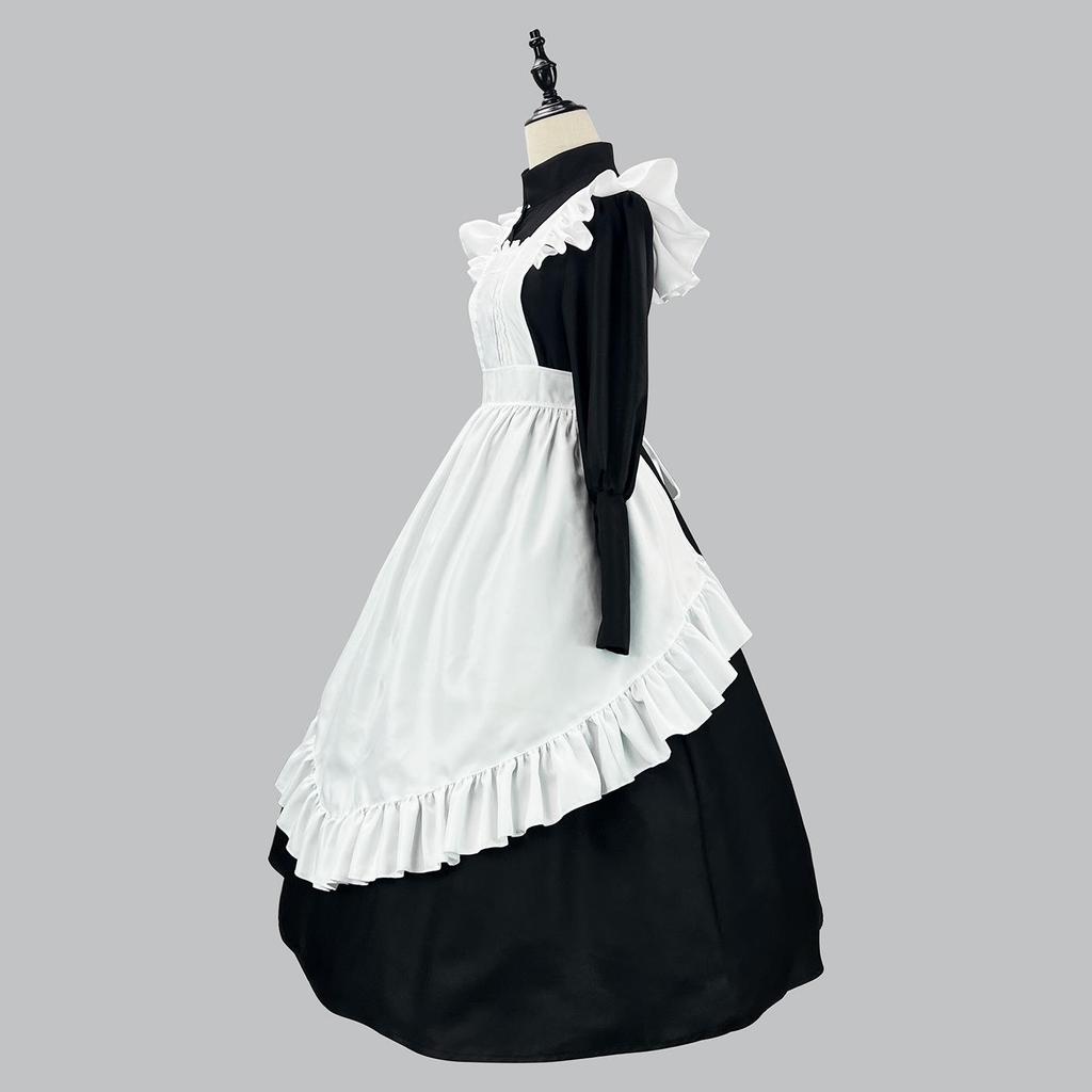 New British Black & White Lolita Plus Size Maid Cosplay Costume