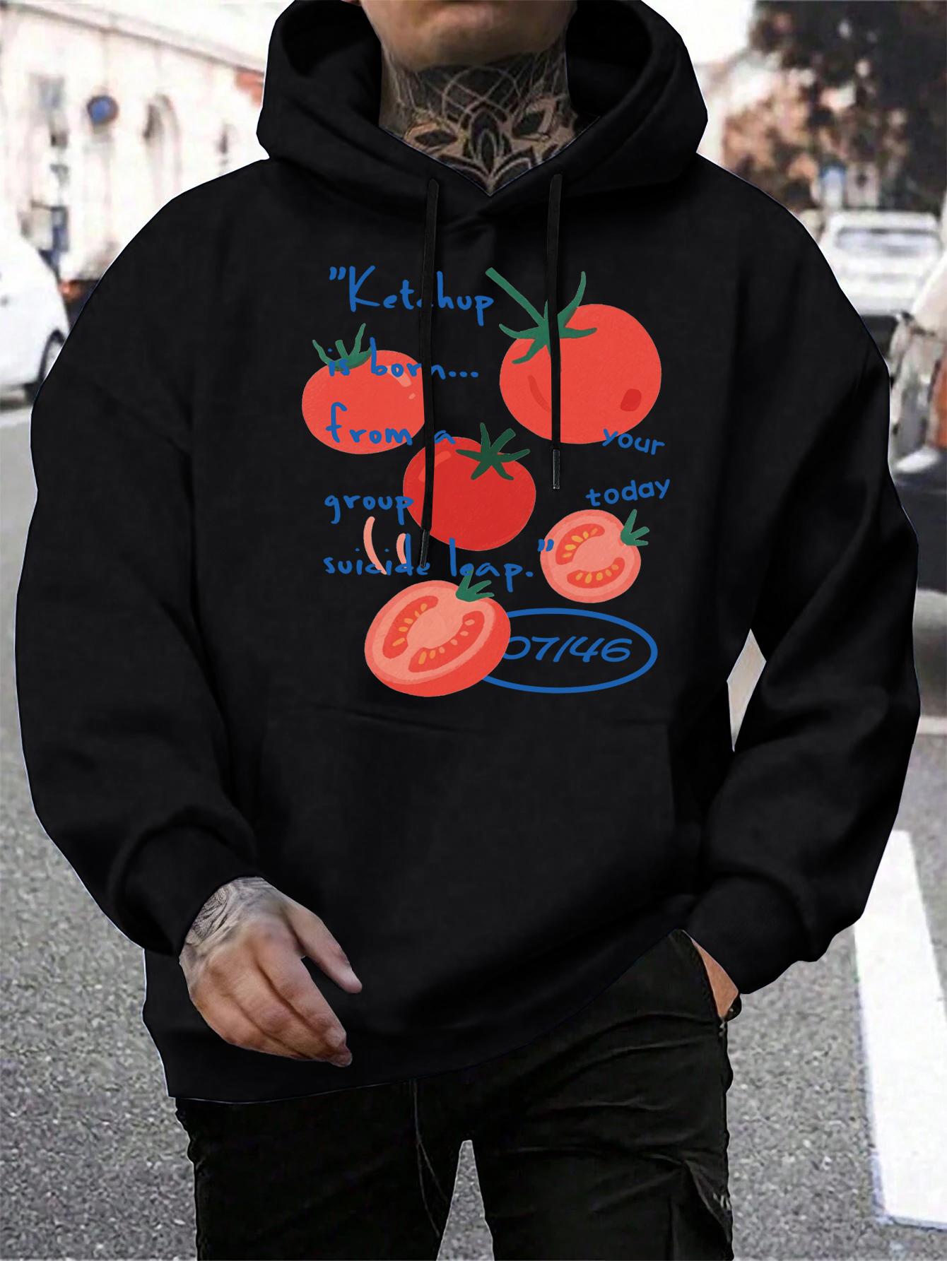 

Ketchup Sweet Tomato Fruit Print Hoodies Male Soft Pocket Pullovers Fleece Multicolor Hoody Autumn Comfortable Mens Sportswear 3XL