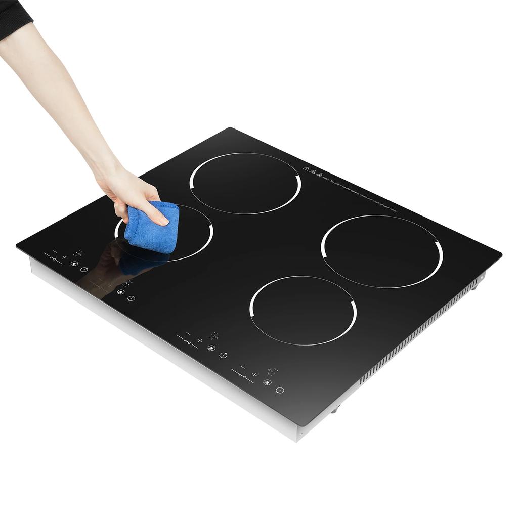 4 Burner Electric Cooktop 24 Inch Electric Stove Countertop & Built-in, Cooktop with 9 Power Levels, Sensor Touch Control, 3000W