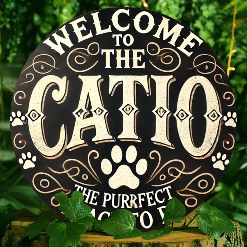 Rustic Iron Round Wall Art for Cat Enclosure & Home Decor