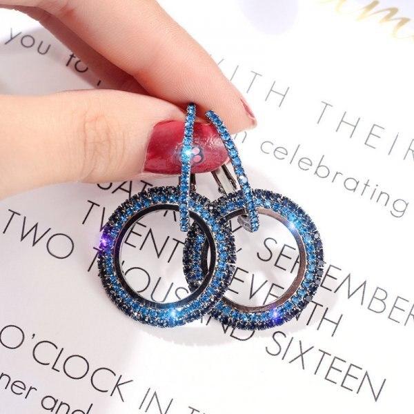 Stylish Stylish High End Round Earrings Women Crystal Stone Geometric Hoop Earrings Jewelry Souvenir Gift Idea Shining Rhinestone Evening Celebration
