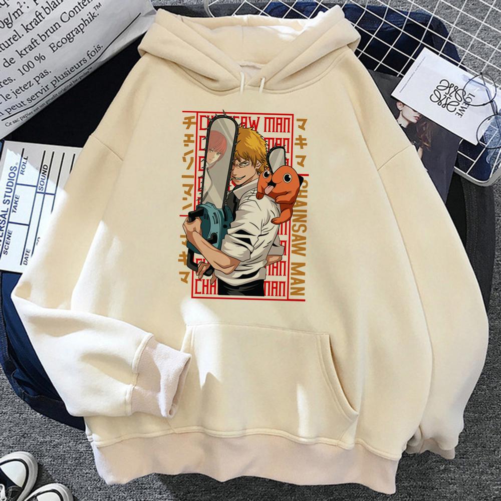 Harajuku Anime Chainsaw Man Makima and Hayakawa Aki Printed Hooded Men Women Plus Size Hoodies Unisex Pullover Manga Sweatshirt