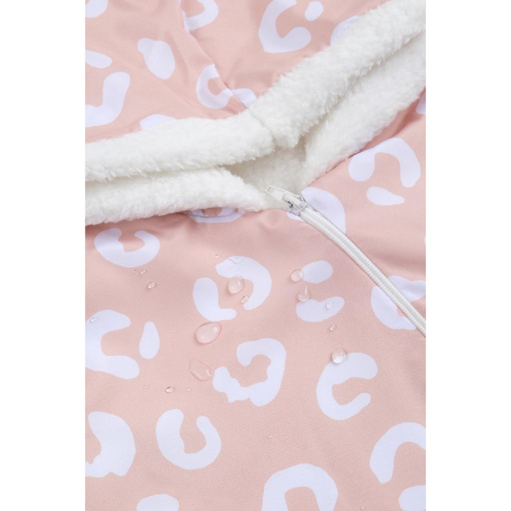 Salopetă astronaut cu fermoar pentru fetiță cu model leopard