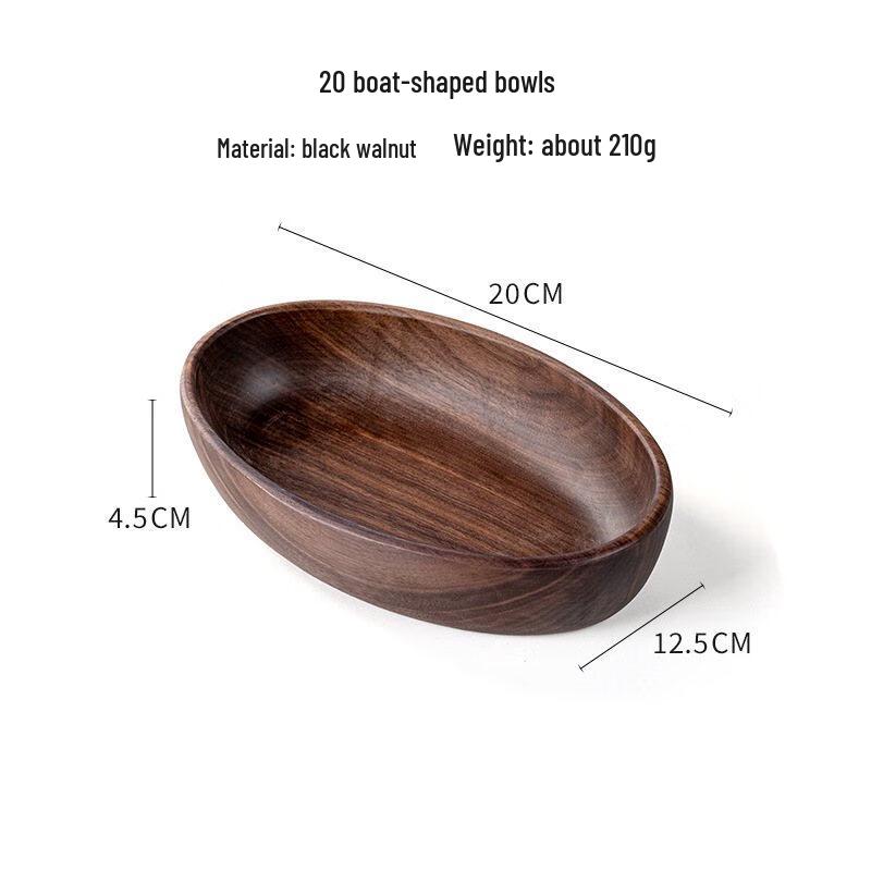 

ZISIZ Black Walnut Wood Boat Bowl