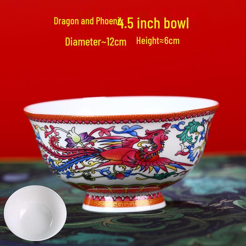 Jingdezhen Ceramic Rice Bowl: High-Foot, Enamel Color, Longevity Design