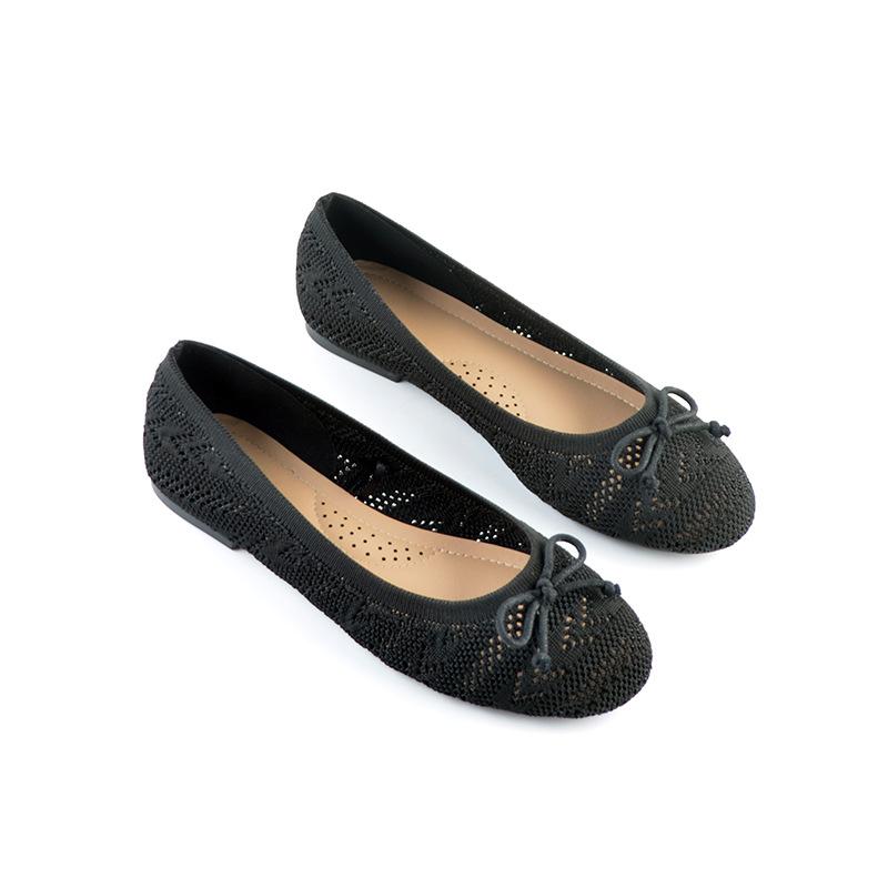 36-42 Large Size European and American Fly-woven Single Shoes New Knitted Breathable Flat Shoes