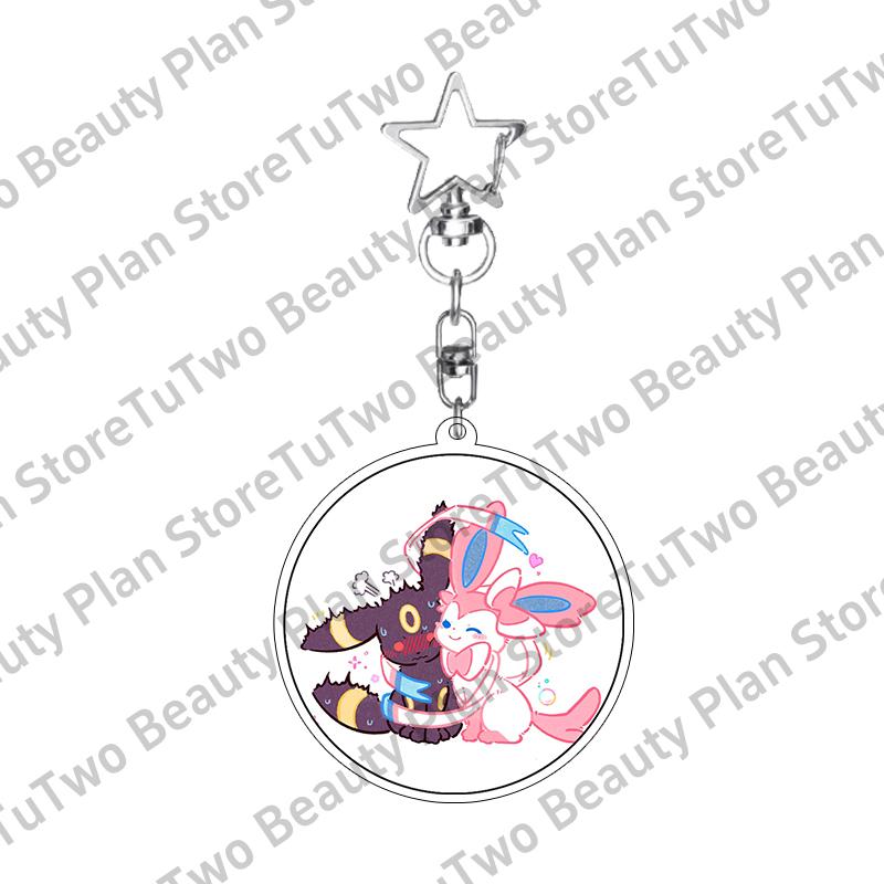 Girly Heart Acrylic Anime Sylveon Espeon Glaceon Eevee Cartoon Keychain Key Chains Keyrings Jewelry Fans Gifts Accessories Toys