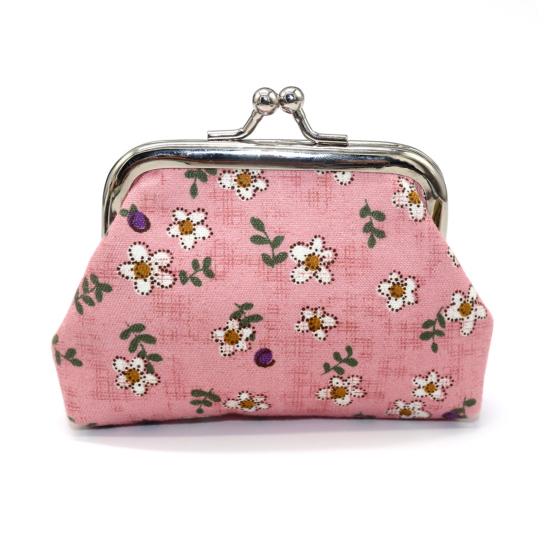 Cute Floral Coin Purse, Vintage Kiss-lock Change Pouch, Mini Coin Wallet Trinkets Storage Pouch for Coins, Cash, Cards