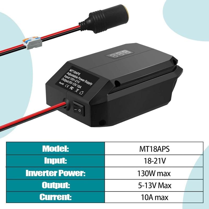 18V To 5-13V Step Down Converter For Makita/Dewalt/Milwauke/Bosch/Einhell 18V Battery Cigarette Lighter Adapte Voltage Regulator