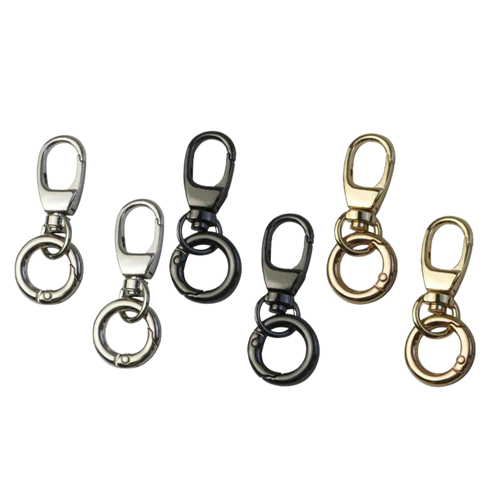 

QEZEZA Keychain, Carabiner, Stylish, Set of 6, Key Chain, Metal Fittings, Zinc Alloy, Swivel золотой