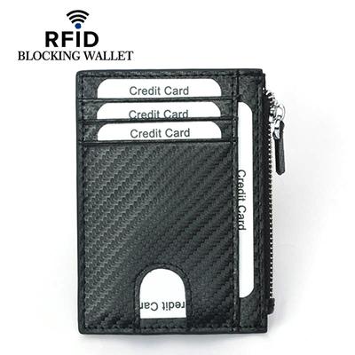 Rfid Blocking Carbon Fiber Card Holder with Coin Pocket Credit Card Holder Business Slim Mini Wallet Women Coin Purses