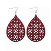 RSAMD Wood Hollow Teardrop Wooden Statement Earring for Women Fashion Jewelry-Burgundy