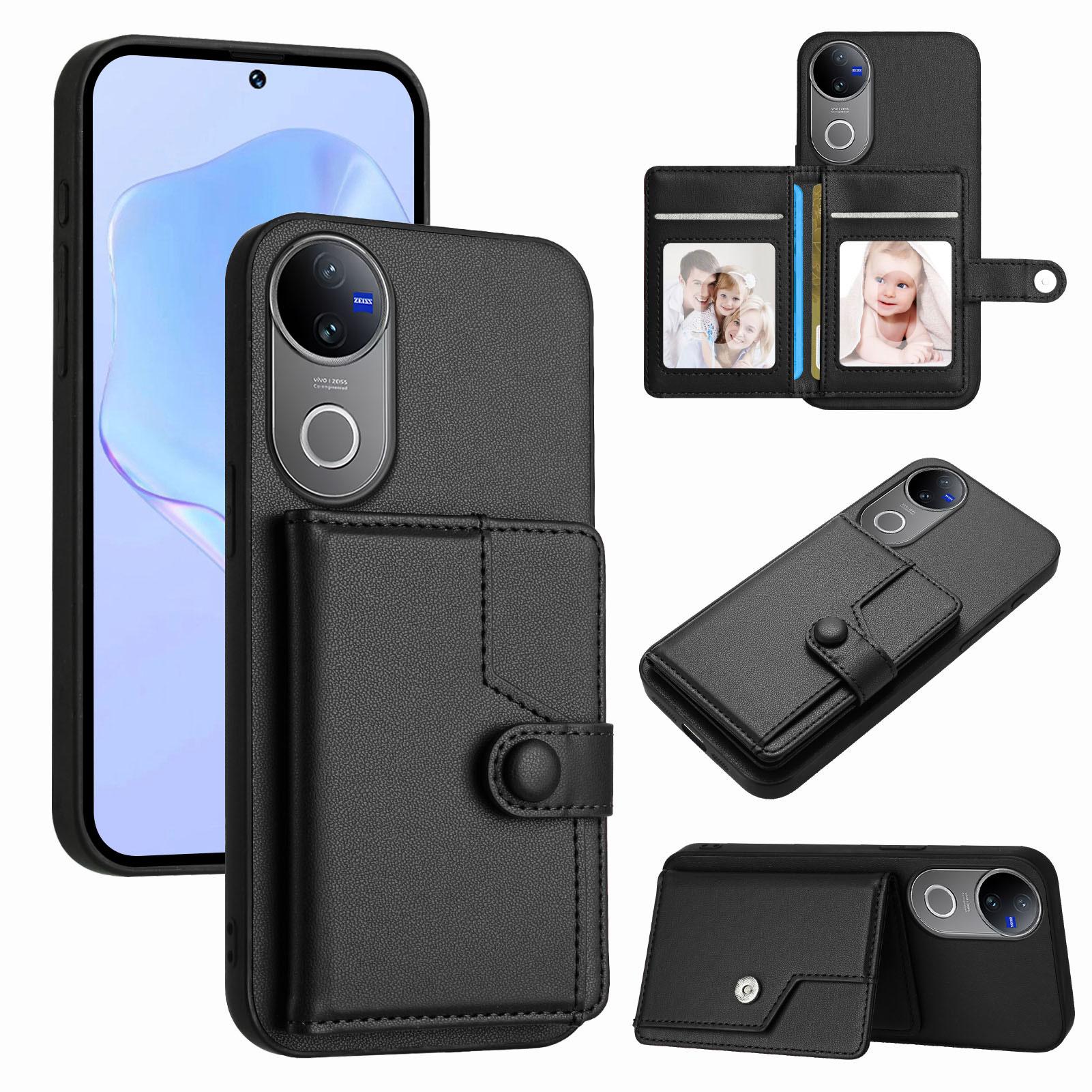 For vivo V50e 5G/vivo V50 5G Case RFID Blocking Card Holder Kickstand TPU + PU Leather Phone Back Cover B