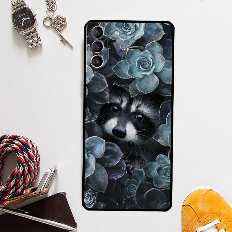 Cute Raccoon Case For Samsung Galaxy S25 Ultra S21 S22 S23 S24 Ultra S9 S10 S20 Plus S25 FE Cover Coque