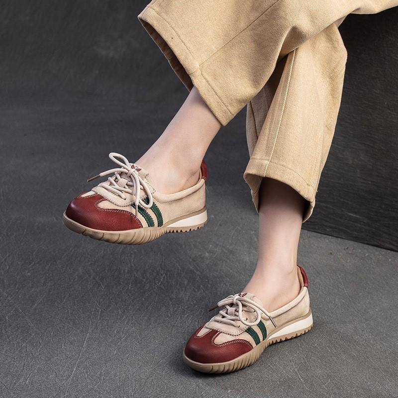 Fashion GKTINOO 2025 Spring New Flat Lace-up Shoes Mixed Colors Comfortable Leisure Soft Soled Women's Slip-on Shoes