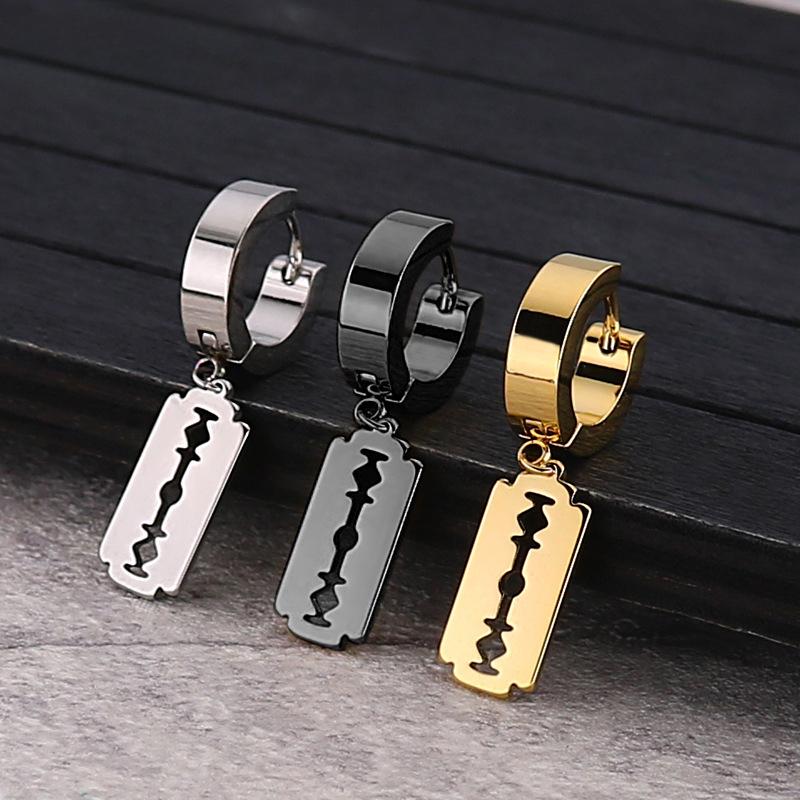 Lucky Star Jewelry Women's Punk Razor Blade Pendant Drop Earrings Men Unisex Jewelry Punk Dangle Earrings Rock Party Jewelry Gifts