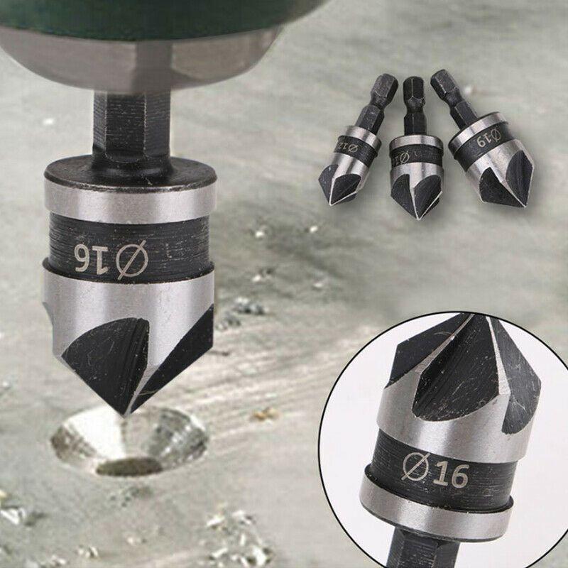 Durable 3pcs Hex Countersink Boring Bore Quick Change Drill Bit Tool Set Ideal For Wood And Metal Projects