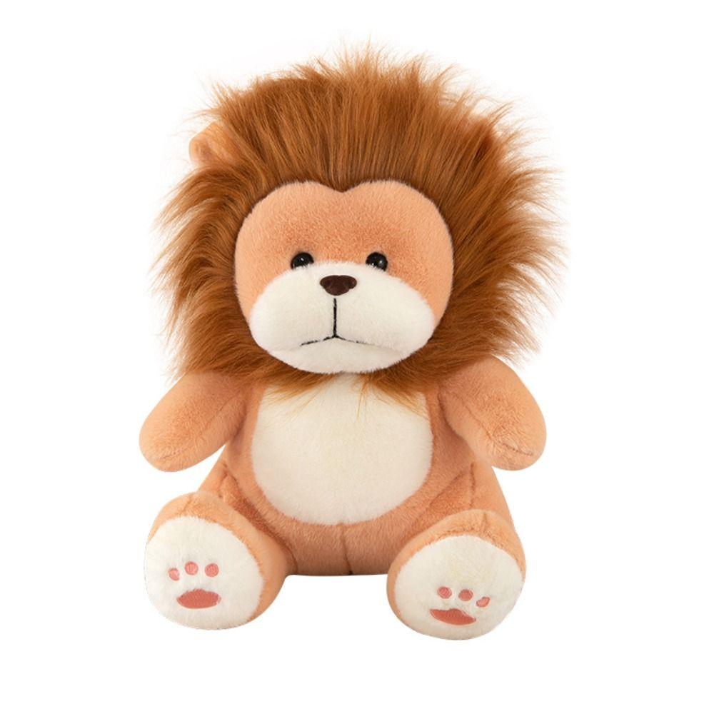 PP Cotton Stuffed Lifelike Lion Doll Fluffy Forest Animals Stuffed Doll  Children Girl
