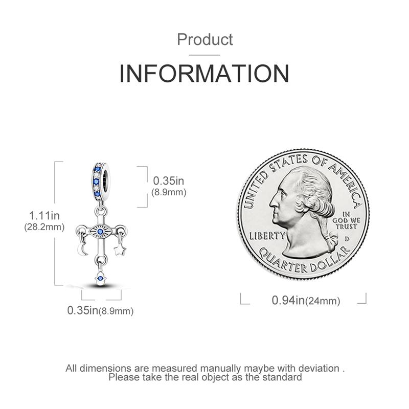Charms Plata Blue Moon Star Eyes Crucifix Pendants Fit Original Bracelets Charms For Women Jewelry Diy Making Gifts