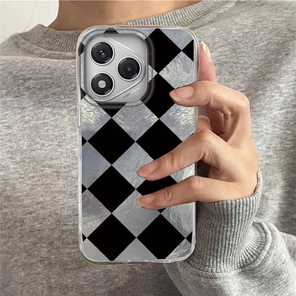 Schwarze karierte Gitter Handyhülle für Honor 400 200 90 Smart Pro Magic7 6 5 70 Lite X9a X9c X9b X8b X8a X8c X7c X7b X6c X6 Hülle