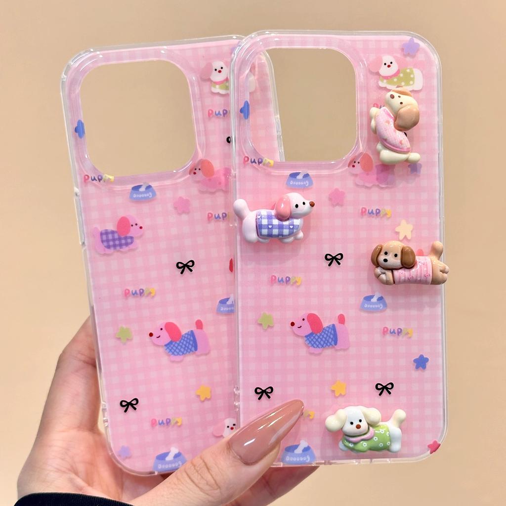 Single Layer Three-dimensional Puppy for IPhone16promax Mobile Phone Case15pro New High-end Sense13anti-fall14