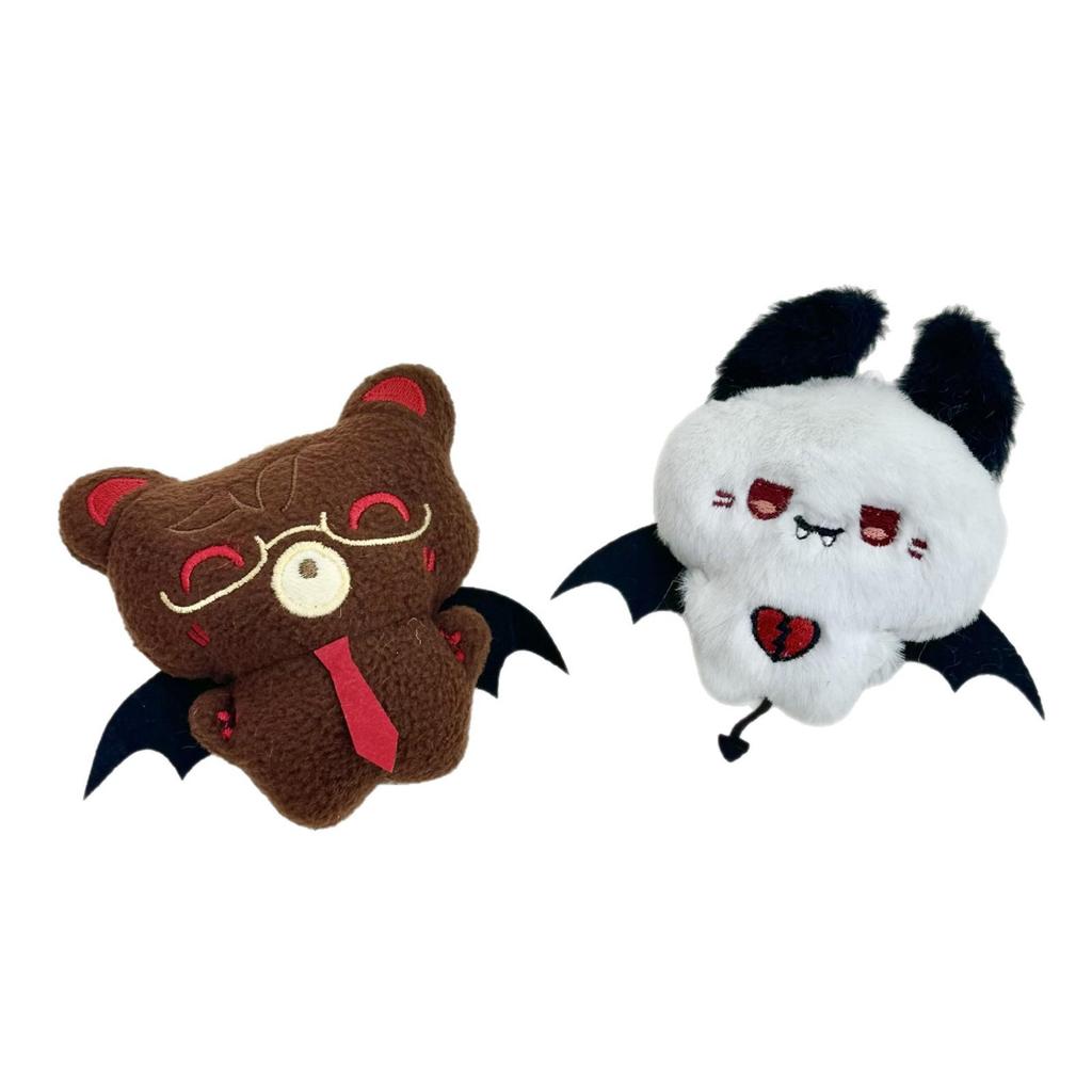 Adorable Devil Bat & Ghost Bear Plush Keychain Pendant