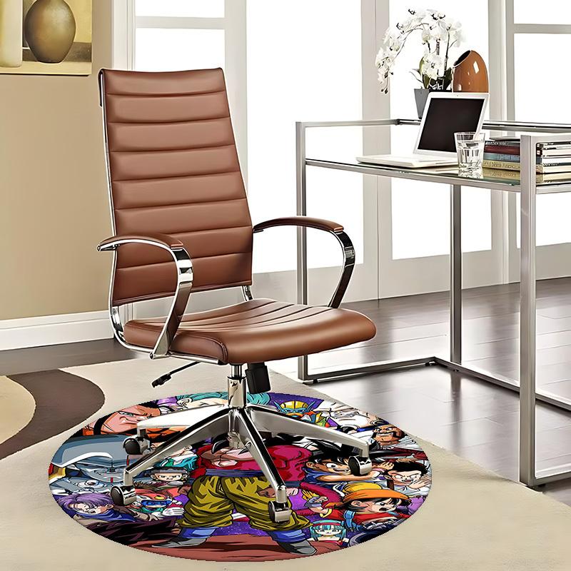 1pc Dragon Ball Z Characters Anime Cartoon Design Round Carpet Office Chair Mat NonSlip Rug Suitable for Home Decor Living Room Bedroom Game