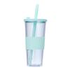 Shangqi Pearl Double-Wall Plastic Tumbler with Straw