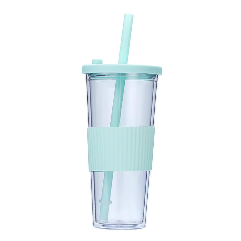 Shangqi Pearl Double-Wall Plastic Tumbler with Straw