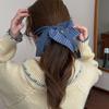 New Korean Oversized Hair Rope Rings Vintage Bule Color Plaid Elastic Hair Band Headband Scrunchies Women Hair Accessories Gifts