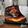 1pc Flame Lion Print Blanket - Lightweight Flannel Throw Blanket For Sofa, Bed, Living Room, Office, Outdoor Travel, Camping, Soft All-Season113