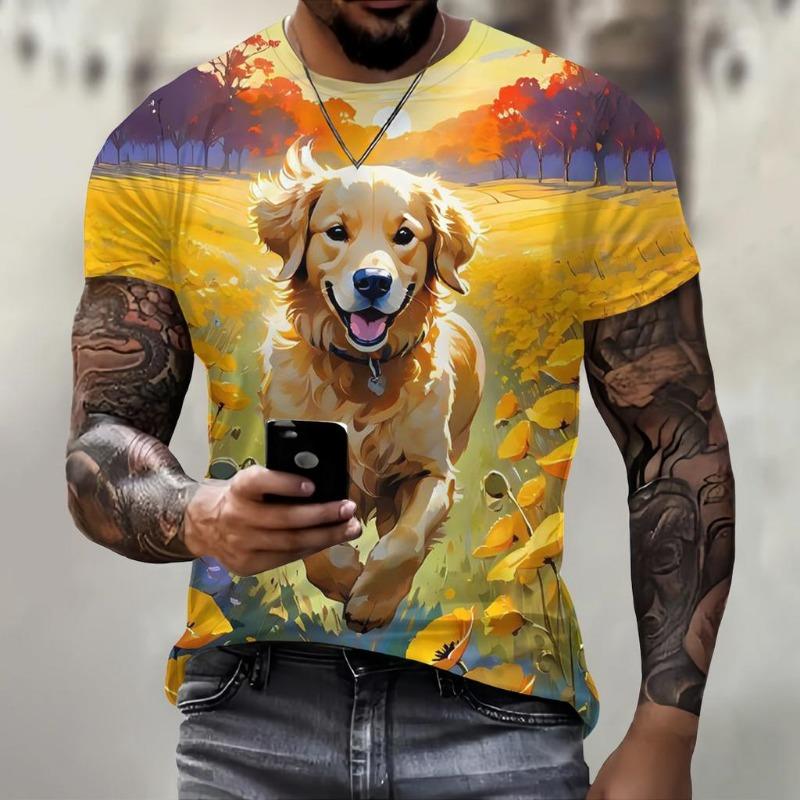 Men s Cartoon Dog 3D Printed T-shirt 2XS