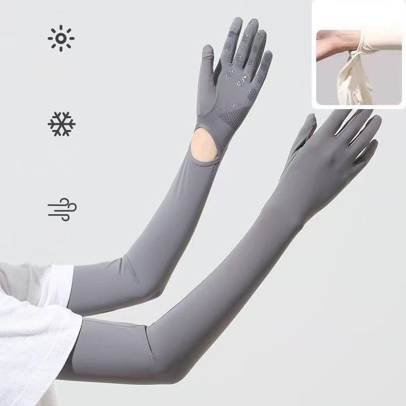 Summer Breathable Ice Silk Driving Gloves UV Protection Lightweight Sun Protection Gloves With Ice Sleeves For Women Men