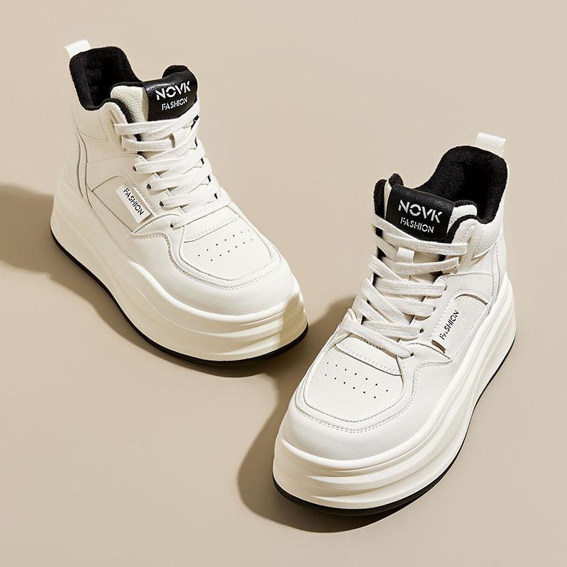 Women's Shoes 2026 Spring and Autumn New Casual Low Top White Shoes Women's Versatile Leather Women's Shoes Thick Sole