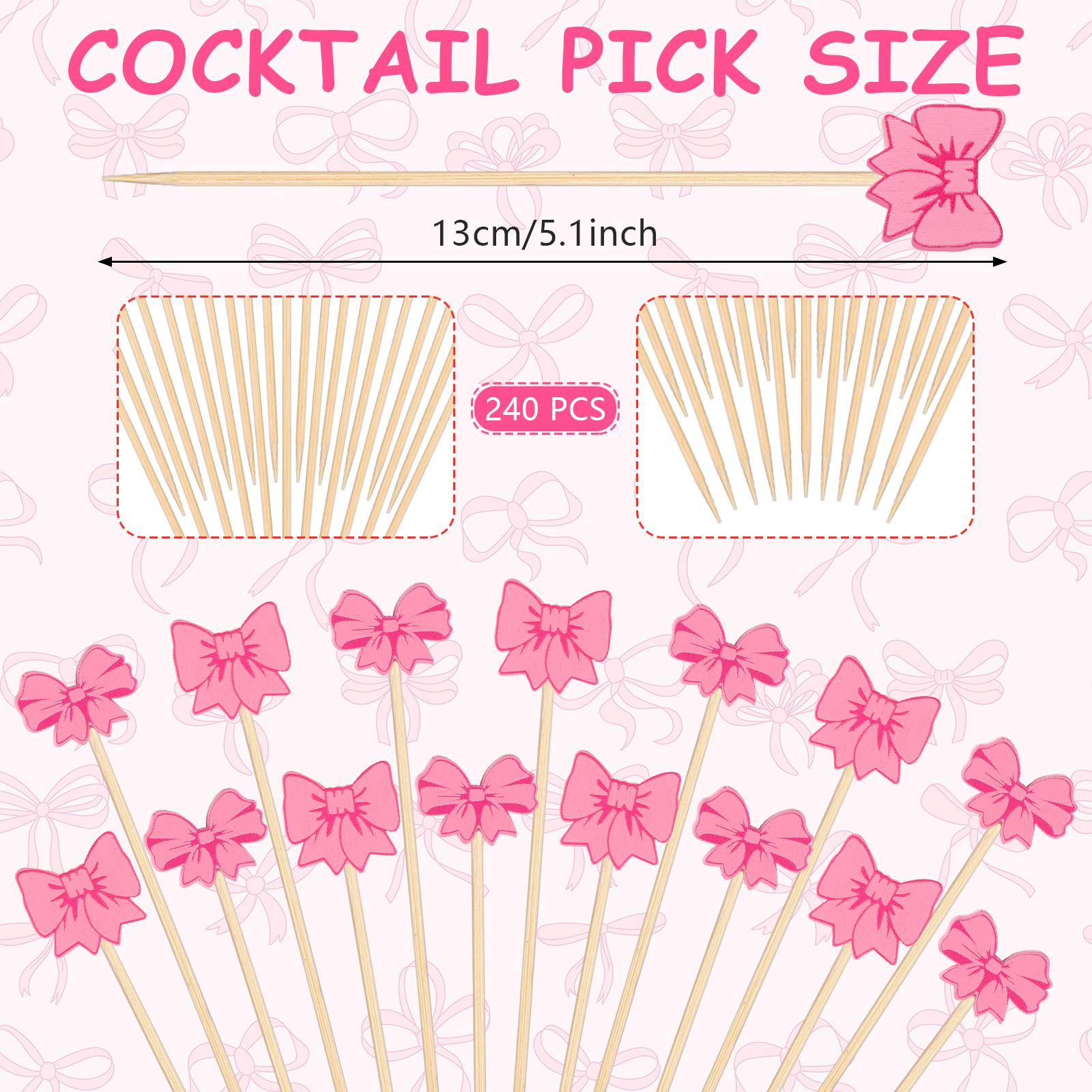 

240 шт. Розовые бантики Коктейльные зубочистки для закусок Одноразовые бамбуковые необычные шпажки для фруктовых закусок Гавайская вечеринка Дни рождения армия зеленый