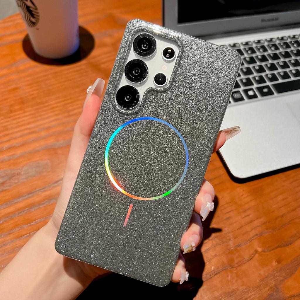 Samsung S25 Ultra Slim Glitter Phone Case with Magnetic Ring & Colorful Design - Compatible with S24FE, S23
