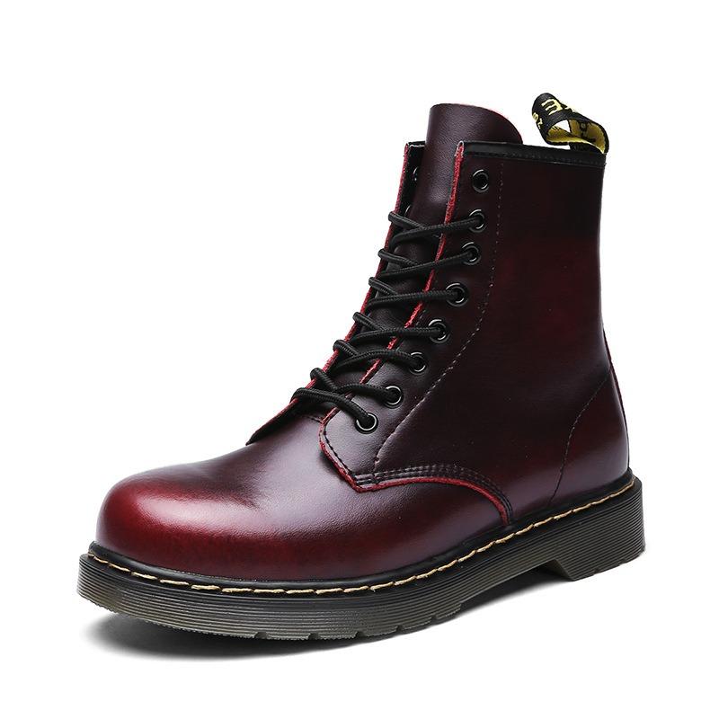 Leather Martin Boots Men's British Leather Boots Medium and High Top Spring and Autumn Large Size Boots Large Size Martin Shoes