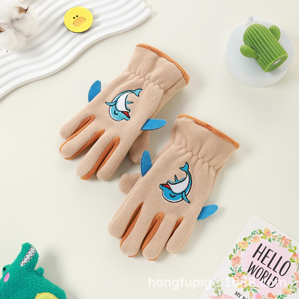 Add Fleece In Autumn and Winter Olympic Fleece Primary School Students Cycling Skin Friendly Outdoor Warm and Cold Proof Cute Gloves