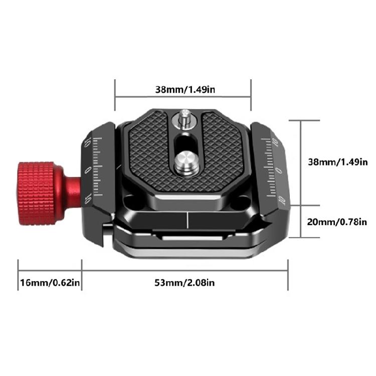 Quick Release Plate Clamp Base 38mm Quick Switching Mount Adapter Build-in 1/4 3/8 Screw Hole for DSLR Camera Stabilizer