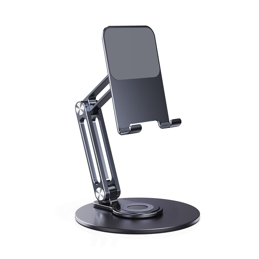 Foldable Phone Holder with 360° Rotating Base Portable Mobile Phone Holder Metal Phone Bracket Office Desk Accessories