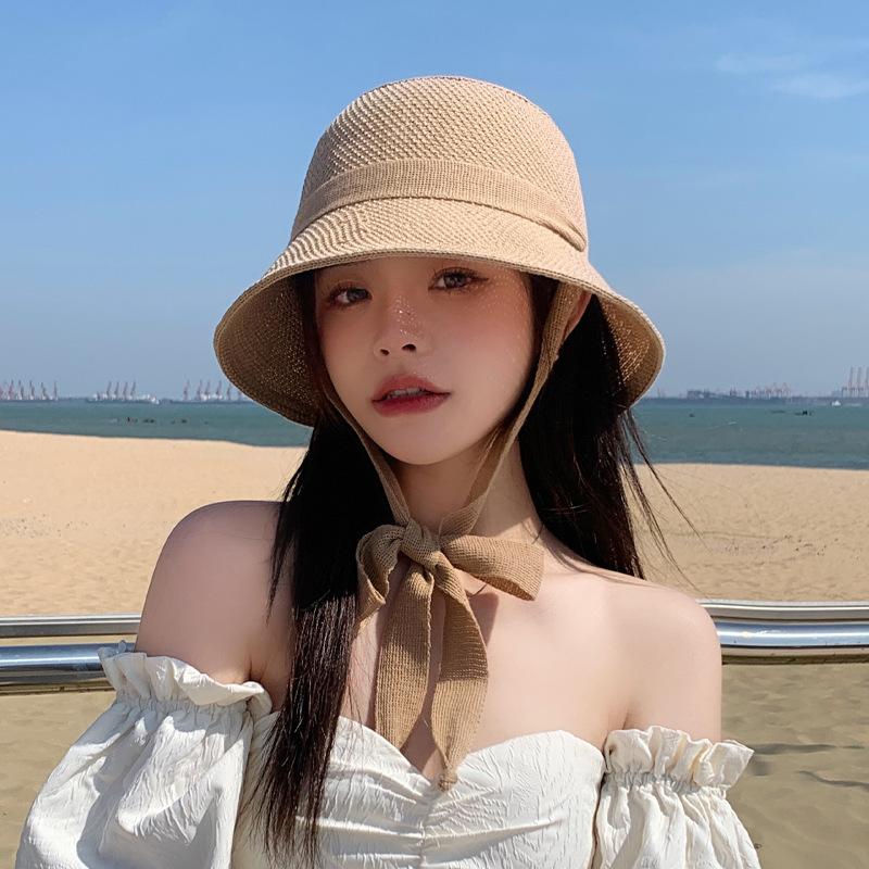 New Fisherman's Hat Face Covering Japanese Sweet Straw Hat Water Bucket Hat UV Resistant Breathable Women's Sunshade Hat Summer