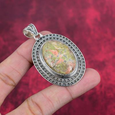 Unakite Pendant, 925 Solid Sterling Silver Jewelry, Gemstone Jewelry Pendant, Handmade Wedding Gift Jewelry