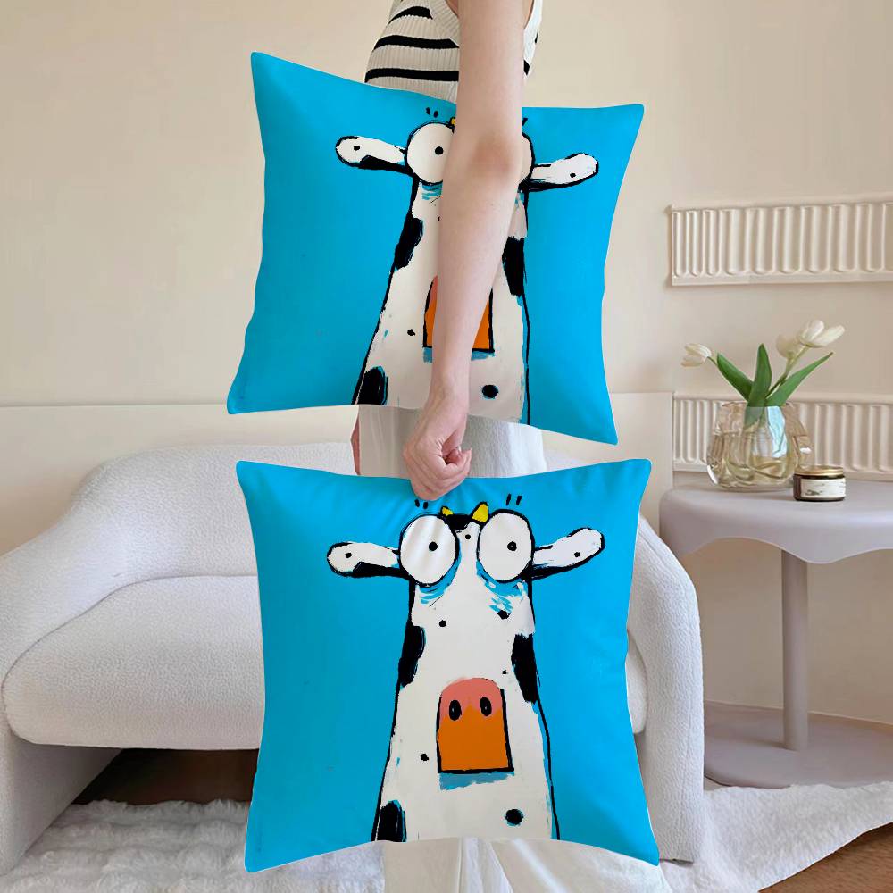 

Cute Cartoon Animals Anti-dustmite Pillowcase Invisible zipper silky short plush Sofa cushion cover 12x12Inch