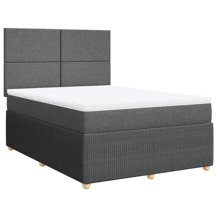 VidaXL Slatted Bed Base with Mattress Dark Grey 140x200cm Fabric 3294373