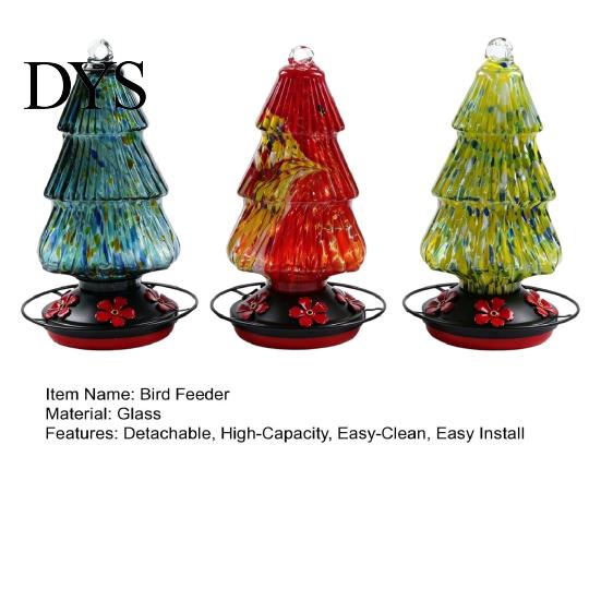 Outdoor Garden Decor for Bird Watchers Stained Glass Hummingbird Feeder, Christmas Tree Shaped Colorful Feeder Yard Hanging Waterer Patio Decoration