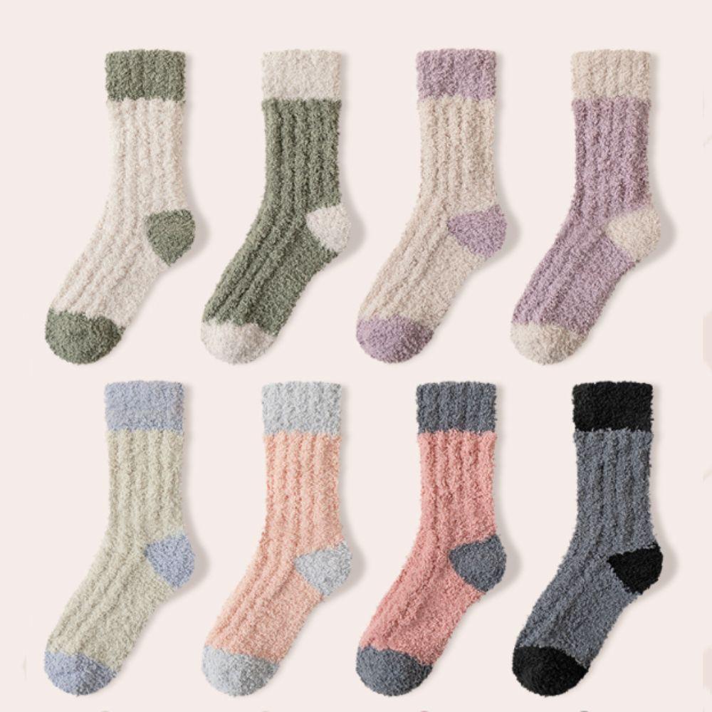 3Pairs Winter Coral Fleece Socks Sleeping Mid Tube Socks Women Kawaii Floor Plush Socks  Winter