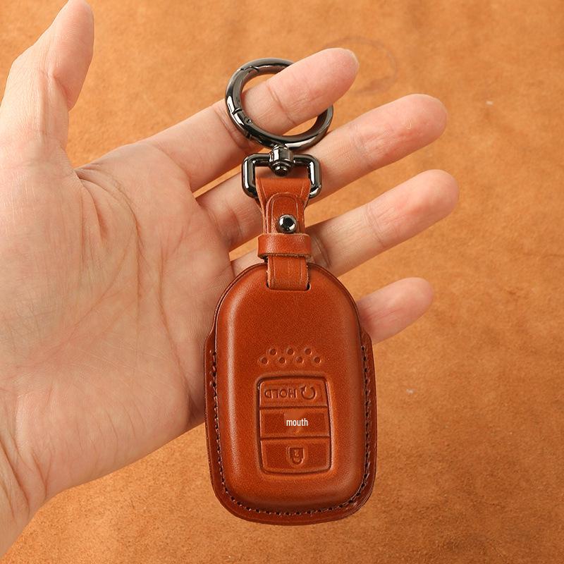Genuine Leather Key Case for Honda Civic 11th Gen, Accord, Lingpai, Crown Road, CRV - Handmade Cowhide Key Bag