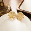 Vintage Metal Pleated Round Button Earrings: Cross-Border High-End Statement Studs for Women