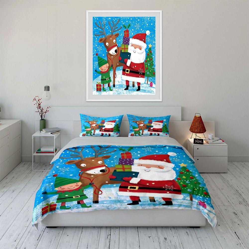 Christmas Theme with Gifts Bedding Duvet Cover Set Duvet Cover Pillowcases  (1*Duvet Cover 2*Pillowcases, Without Duvet Insert)